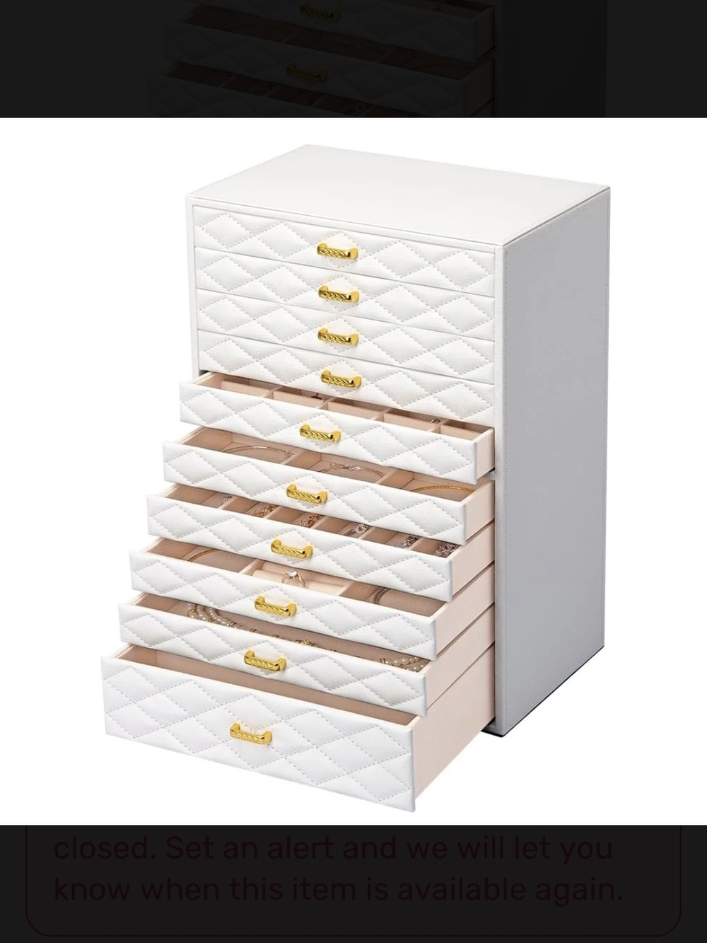 Extra Large Jewelry Box Organizer with 10 Drawers Premium Faux Leather Storage